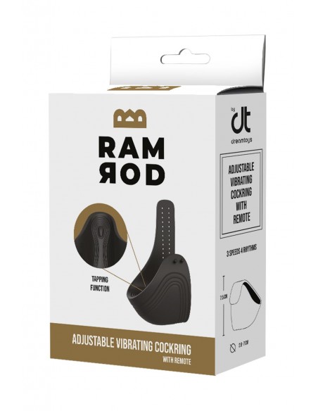 RAMROD ADJUSTABLE VIBRATING COCKRING WITH REMOTE BLACK