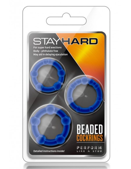 STAY HARD BEADED COCKRINGS BLUE