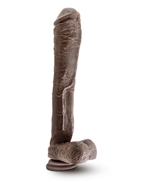 DR. SKIN MR. ED 13 INCH DILDO WITH BALLS  CHOCOLATE