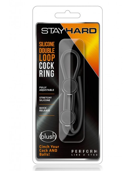 STAY HARD DOUBLE LOOP COCK RING BLACK