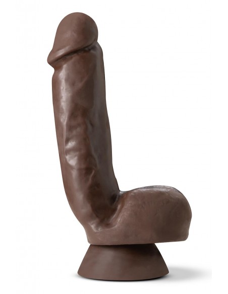 DR. SKIN PLUS 8 INCH THICK POSEABLE DILDO SQUEEZABLE BALLS CHOCOLATE