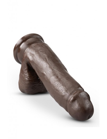 DR. SKIN PLUS  7 INCH POSABLE DILDO WITH BALLS  CHOCOLATE