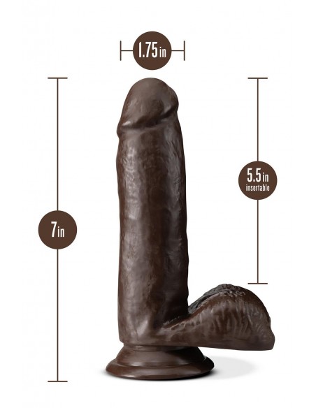 DR. SKIN PLUS  7 INCH POSABLE DILDO WITH BALLS  CHOCOLATE
