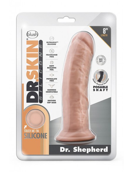 DR. SKIN SILICONE DR. SHEPHERD 8 INCH DILDO WITH SUCTION CUP VANILLA