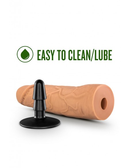 LOCK ON DYNAMITE 7 INCH DILDO WITH SUCTION CUP ADAPTER MOCHA
