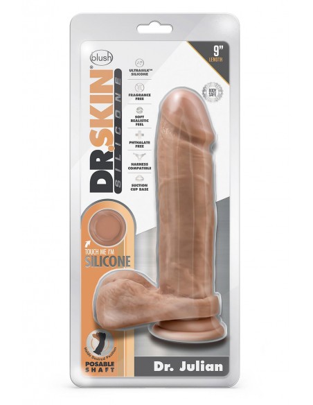 DR. SKIN SILICONE DR. JULIAN 9 INCH DILDO WITH SUCTION CUP MOCHA