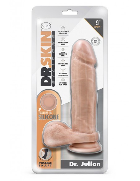 DR. SKIN SILICONE DR. JULIAN 9 INCH DILDO WITH SUCTION CUP VANILLA