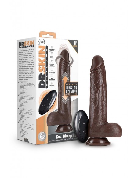 DR. SKIN SILICONE DR. MURPHY 8 INCH THRUSTING DILDO CHOCOLATE
