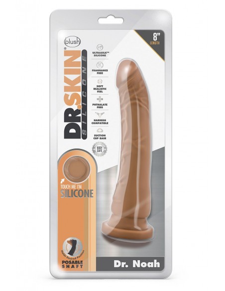 DR. SKIN SILICONE DR. NOAH 8 INCH DONG WITH SUCTION CUP MOCHA