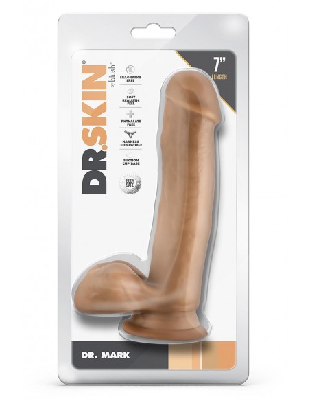 DR. SKIN DR. MARK 7 INCH DILDO WITH BALLS TAN
