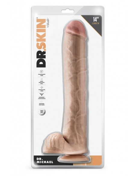 DR. SKIN DR. MICHAEL 14 INCH DILDO WITH BALLS BEIGE