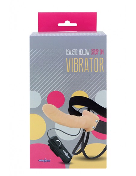 REALISTIC HOLLOW STRAP ON VIBRATOR 8INCH